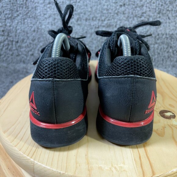 Reebok Lifter PR Weightlifting Shoes Mens Sz 8.5 Leather Black Red Gym Powerlift - Picture 4 of 8